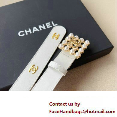 Chanel Width 3cm Metal  &  Glass Pearls calfskin belt AAA036 07 2024